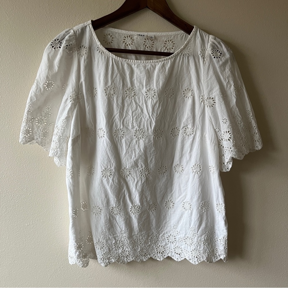 Gap Eyelet Scalloped Open Back Blouse - Size M
